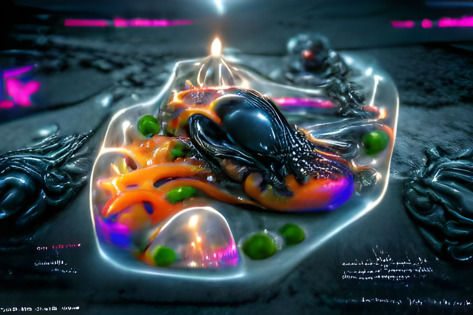 Celestial Techno-Organic Circuits in Bioluminescent Space