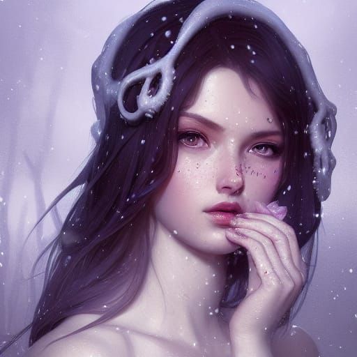 Hyperdetailed Portrait of a Pretty Snow Girl