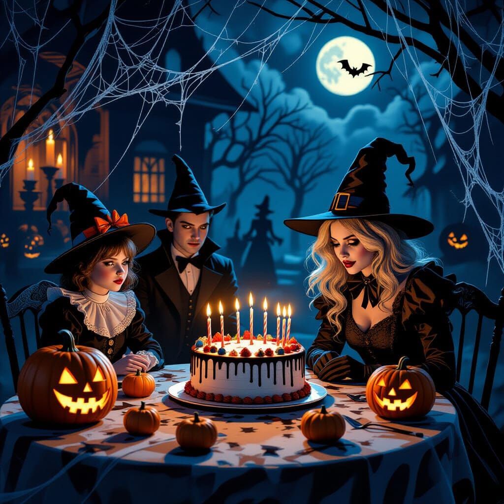 Spooky Birthday Party Scene