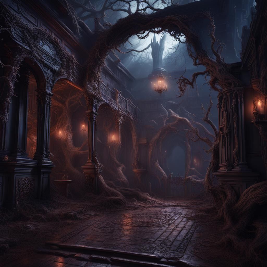 Haunted Dimensions: Detailed Matte Painting in 8k