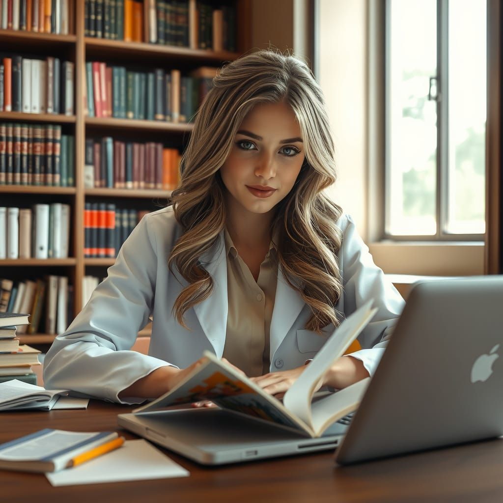 French Medical Student Focuses on Texts in Serene University...