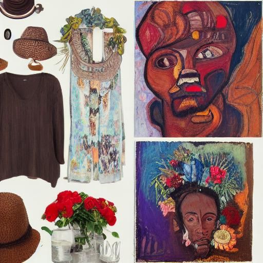 Hippopotamus Hippie Portrait in Expressionist Style