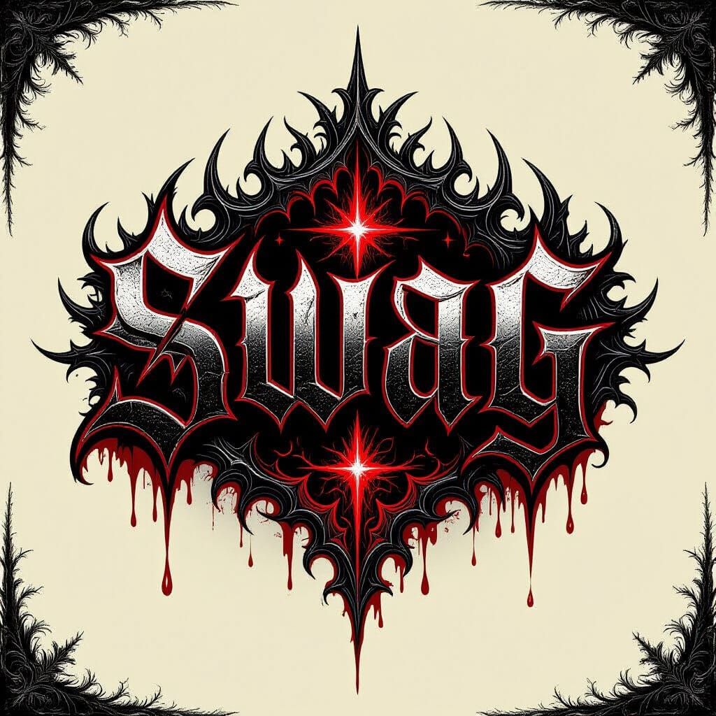 Dramatic Death Metal Font "Swag" with Gothic Embellishments