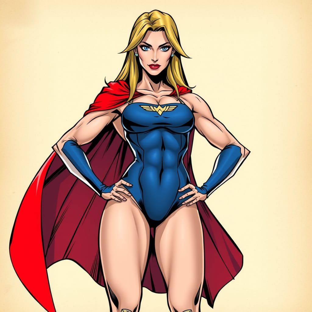 Confident Female Superhero in Semi-Realistic Comic Style