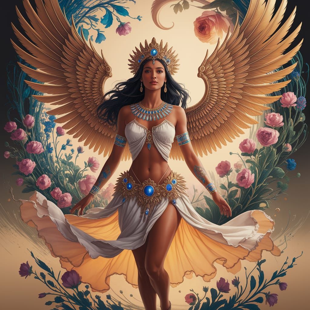 Ishtar: Radiant Queen in Art Nouveau Style