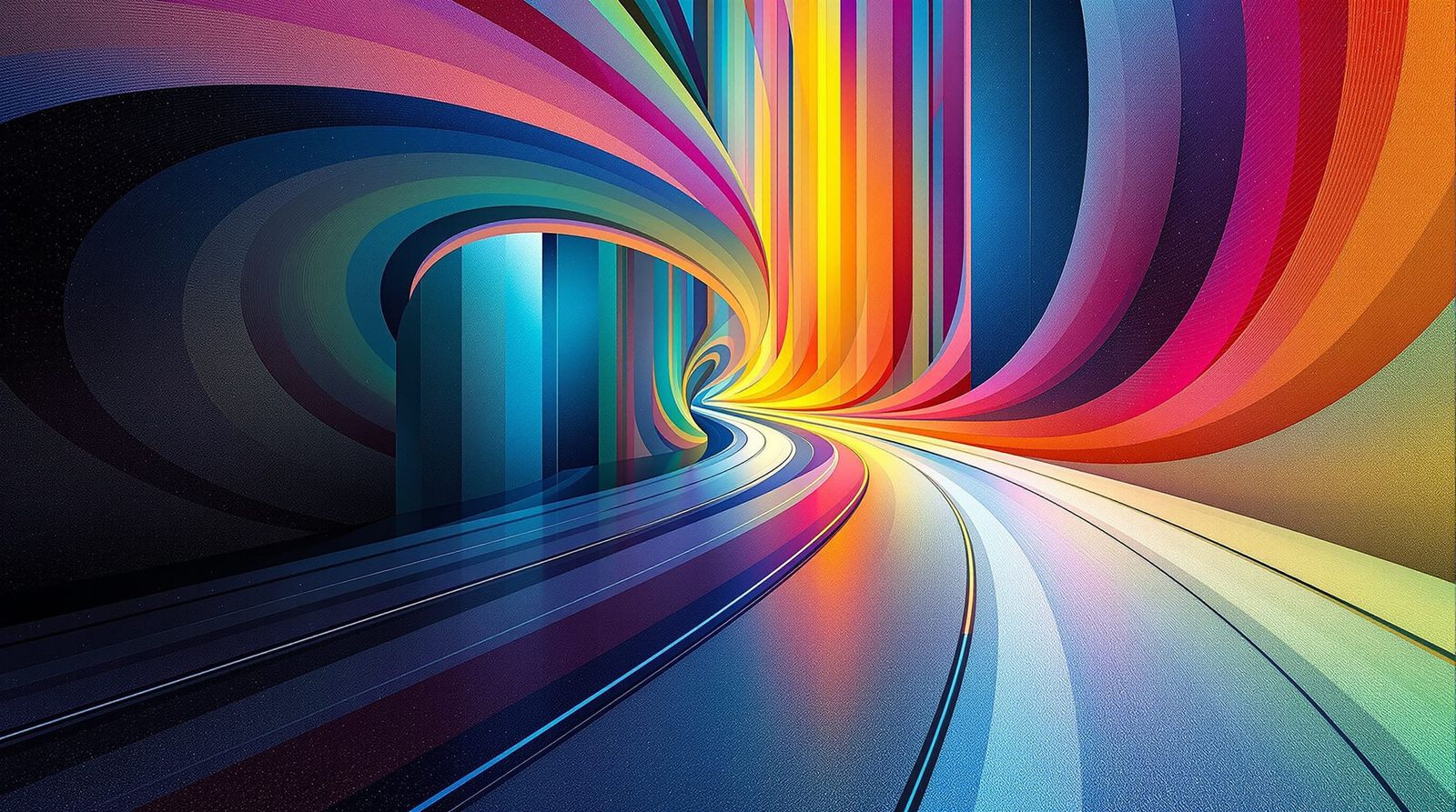 Surreal Geometric Curves on Gradient Roadways