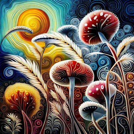 Colorful Abstract Floral Fantasy Mixed Media Art