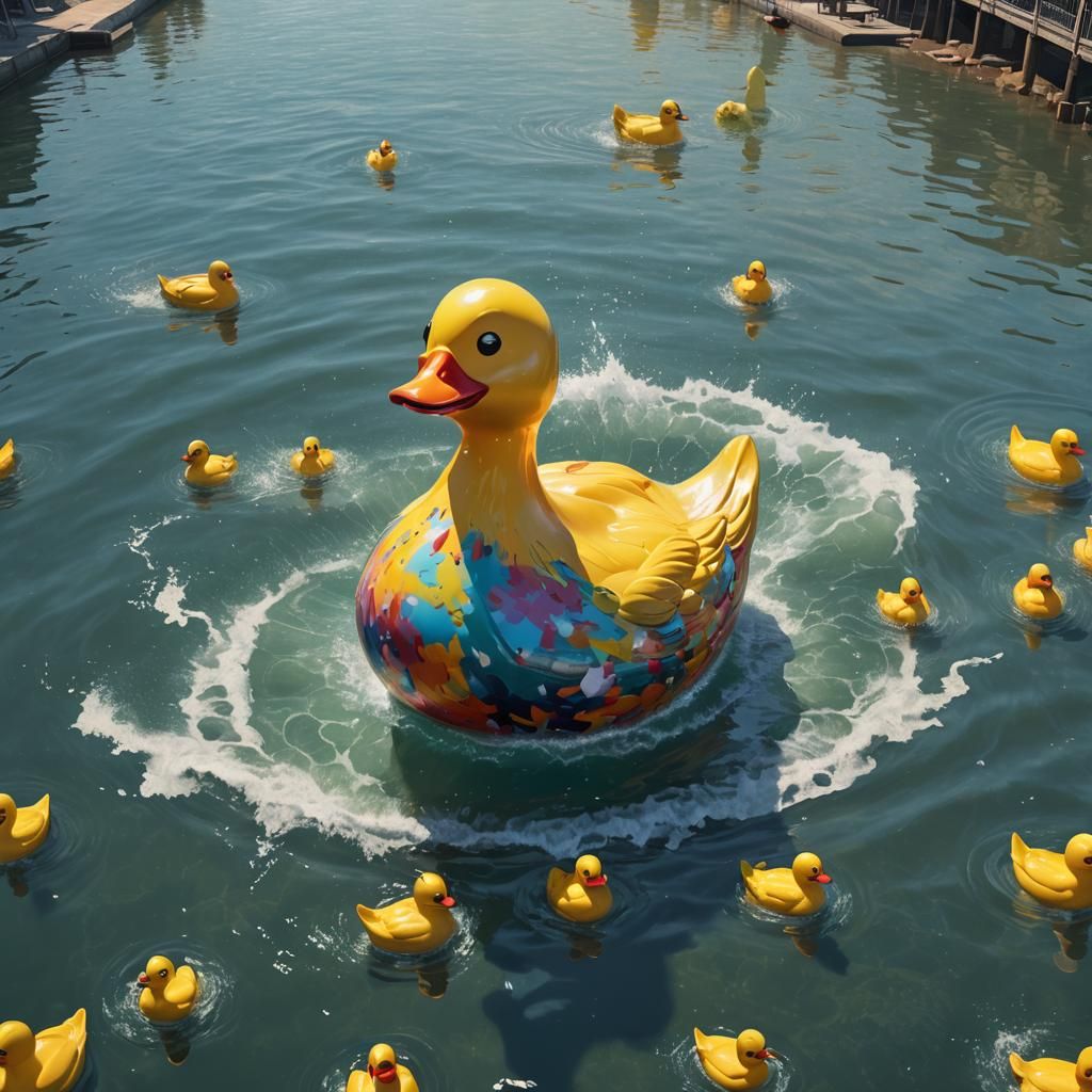 Giant Rubber Duck in Oceanside City, Splash Art