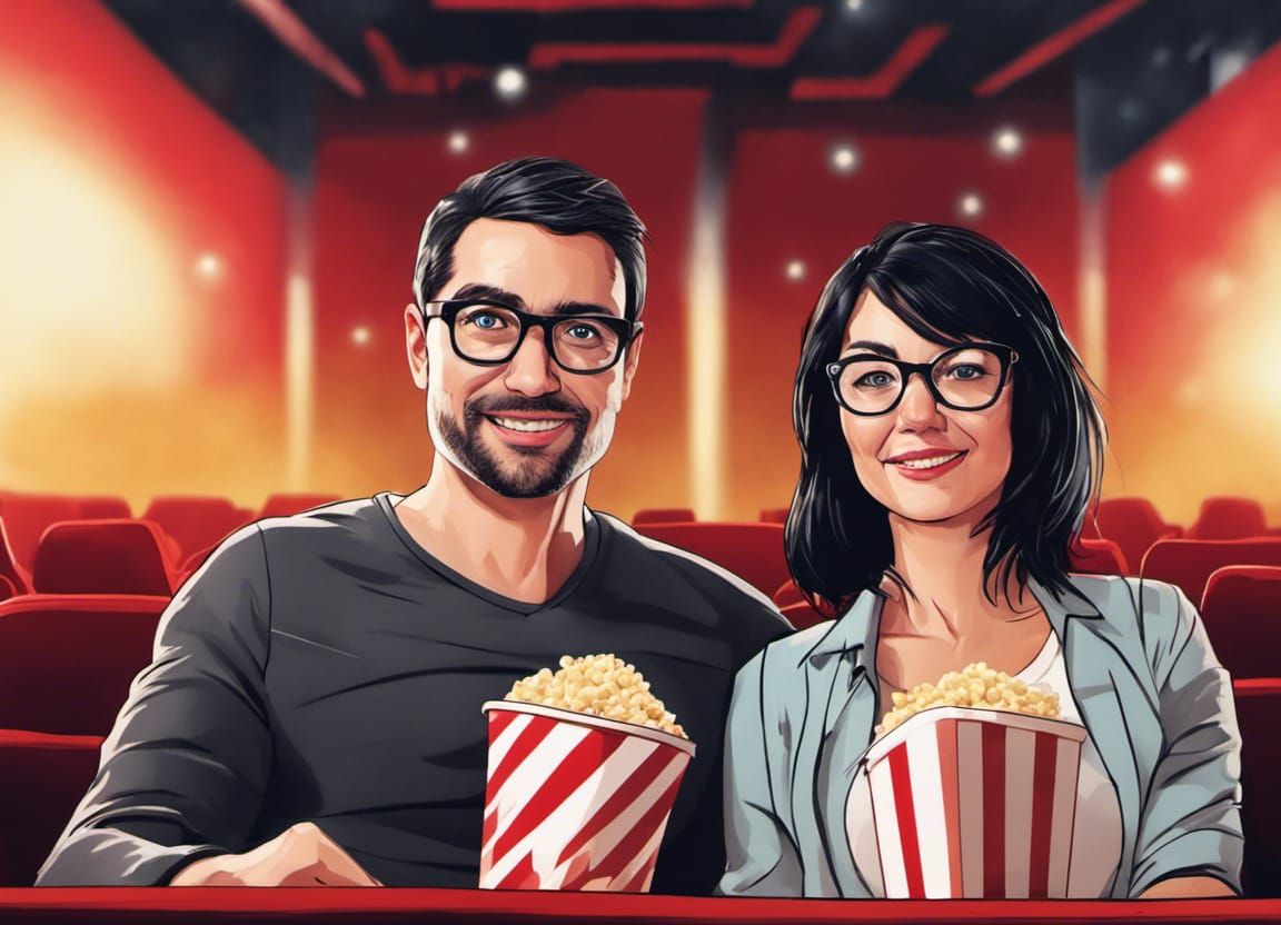Couple enjoy movie together