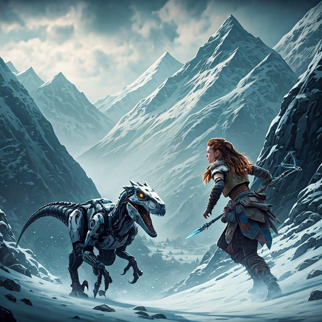 Aloy Fights Norse Winter Robot in Stunning Hyper Realistic A...