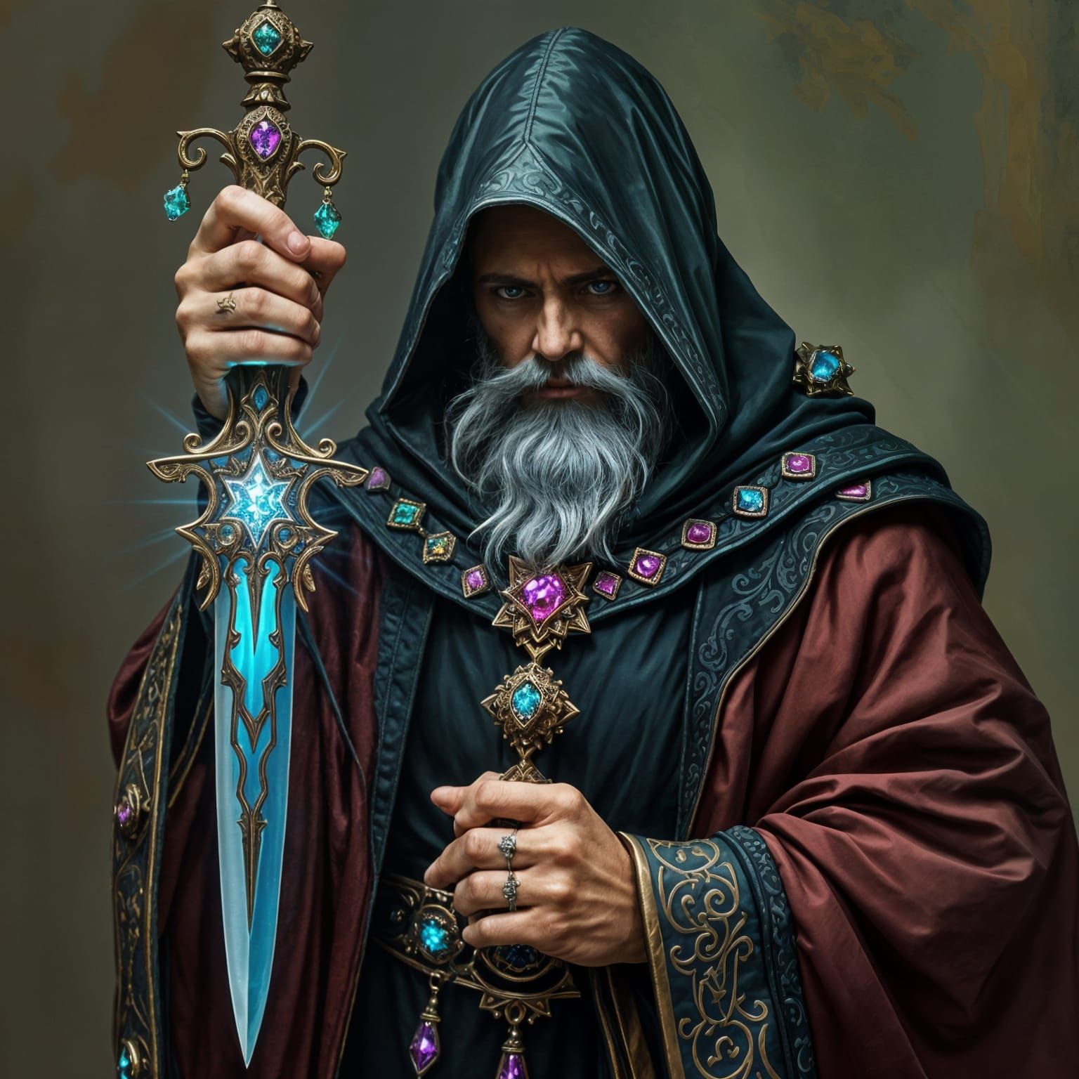 Ethereal Mage Wields Glowing Blue Dagger