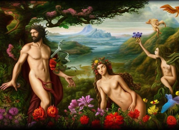 Adam and Eve in Eden: A Matte Painting