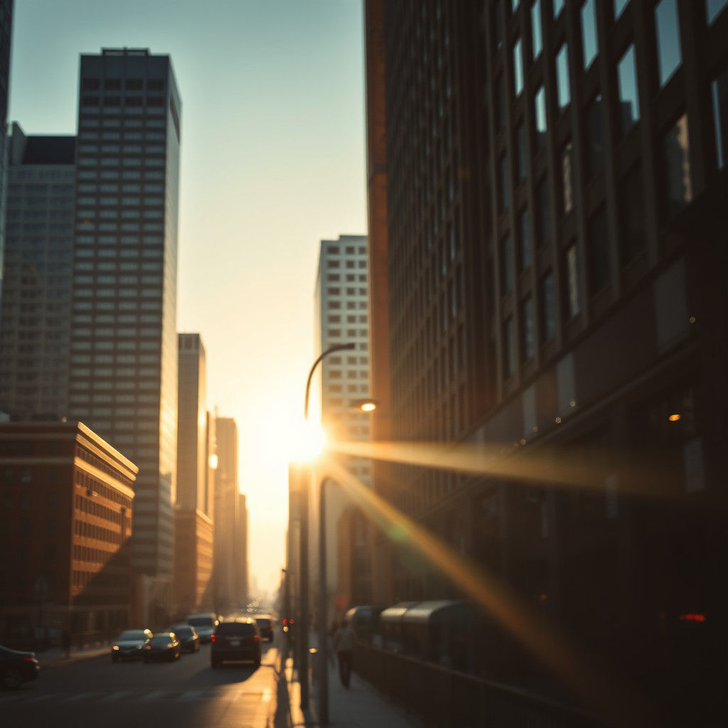 Boston Cityscape in Soft Light with Rich Bokeh
