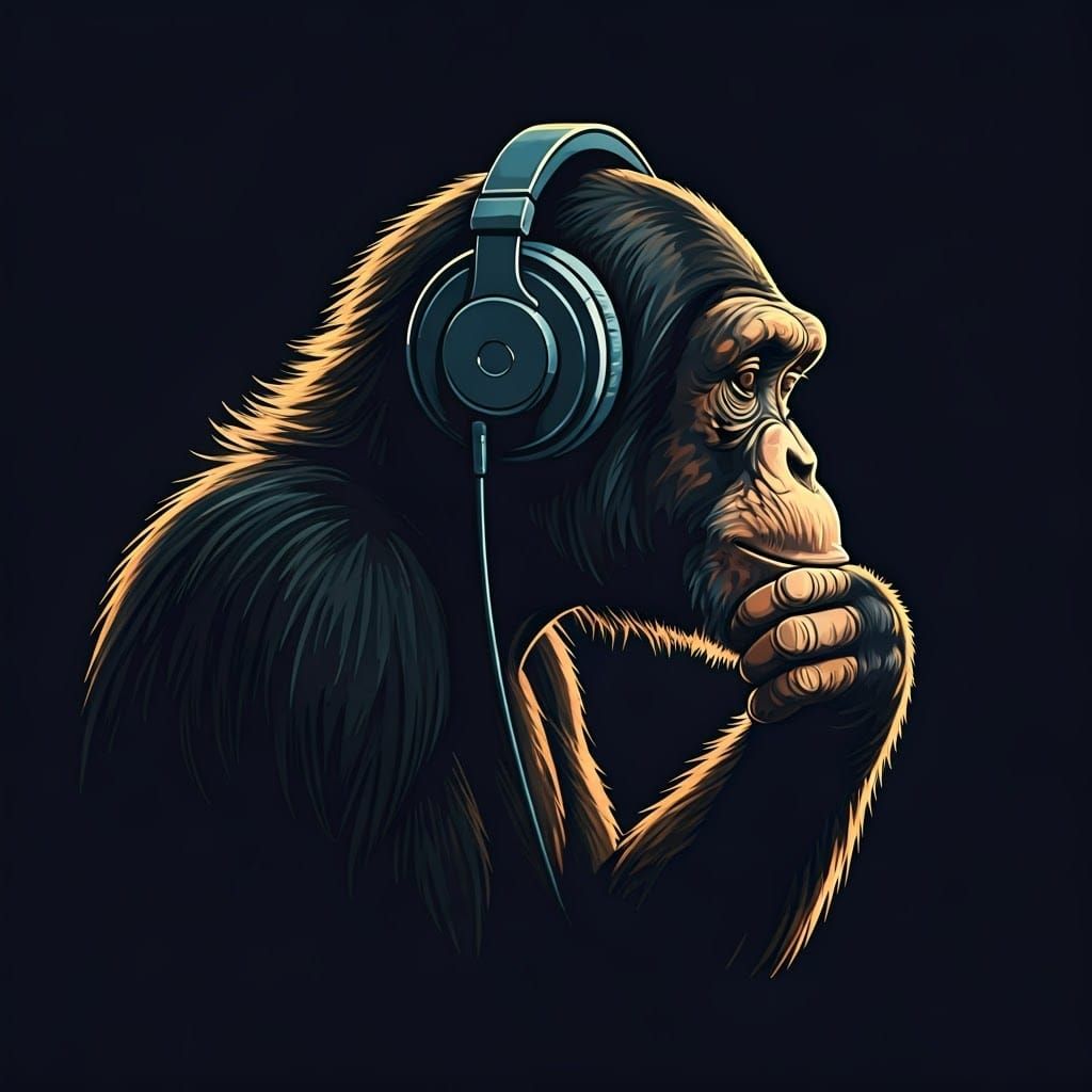 Thoughtful Chimpanzee in Modern Digital Art