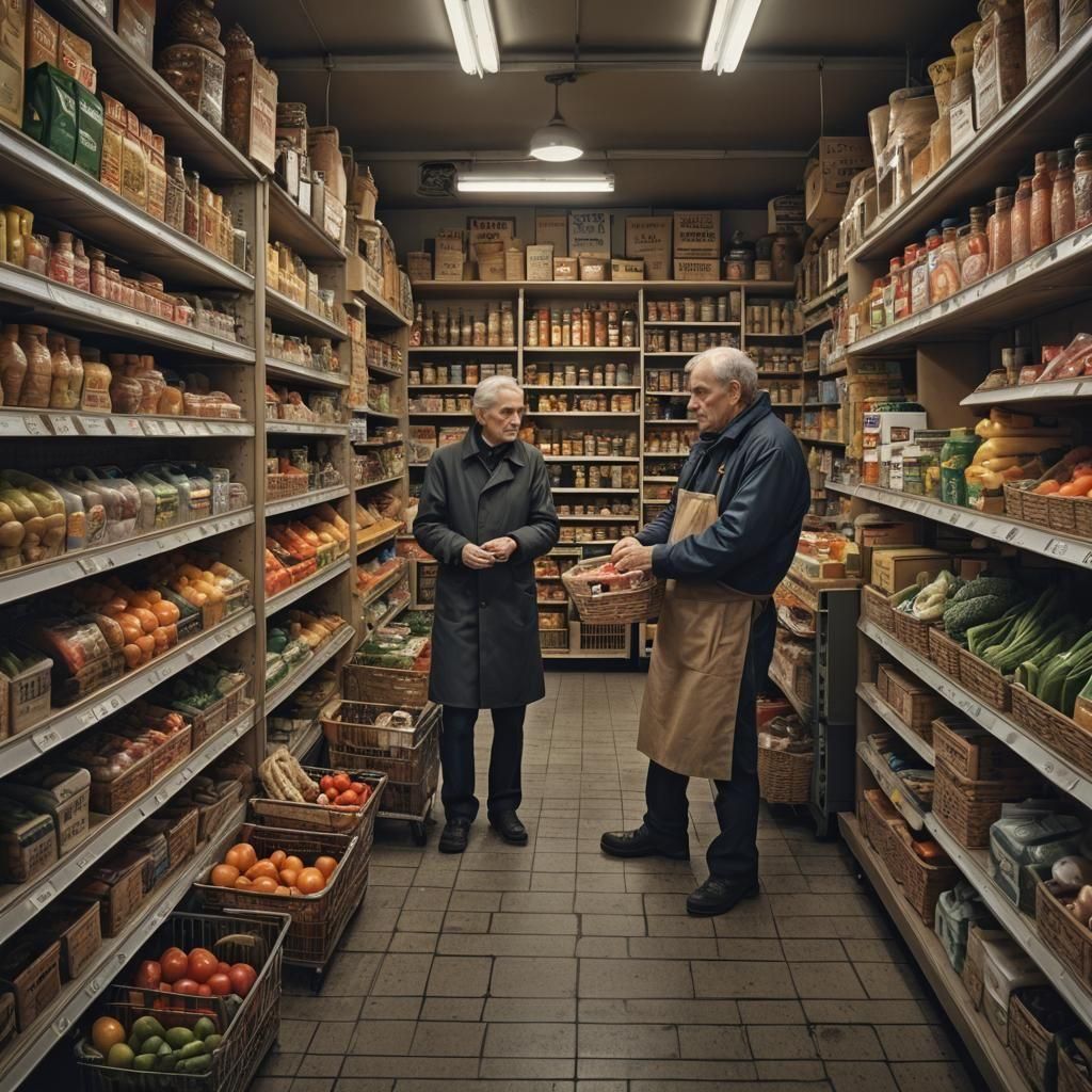 Hyperrealistic Grocery Shop Owner in High Definition