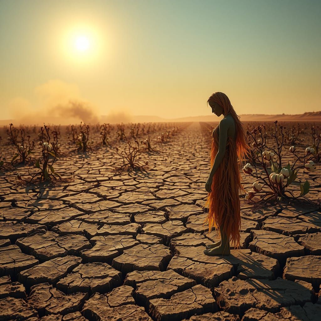 Eerie Barren Landscape with Desolate Figure