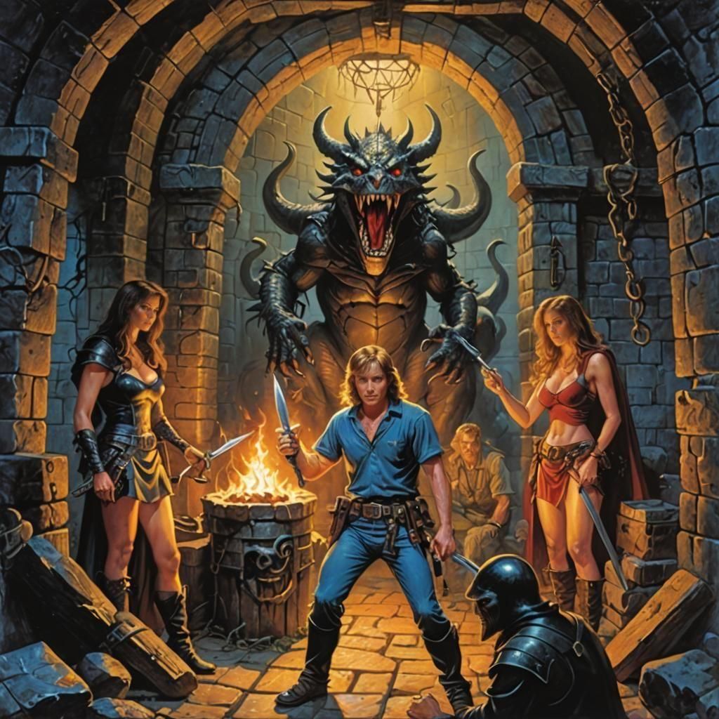 Dungeon Scene in Classic Fantasy Art Style