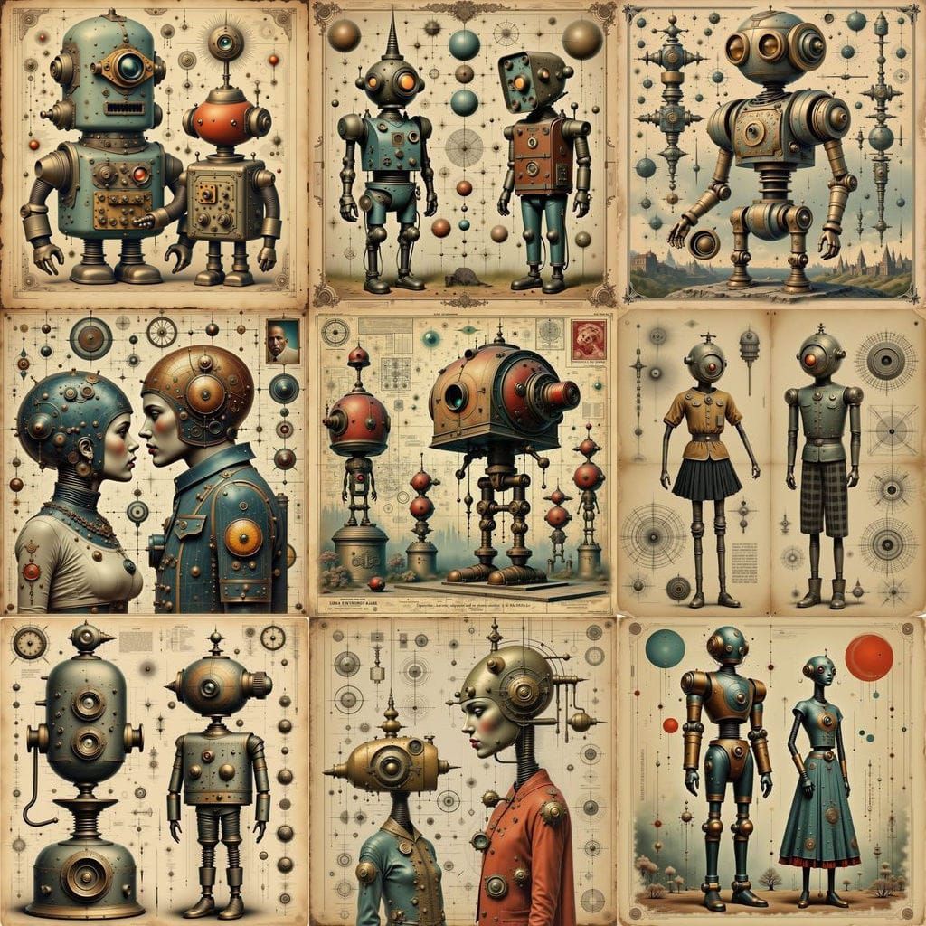 Surreal Retrofuture Robots in Vintage French Collage