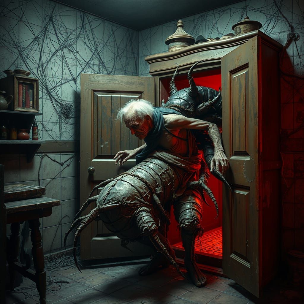 Terrifying Old Man Transforms into Caterpillar in Creepy Kit...