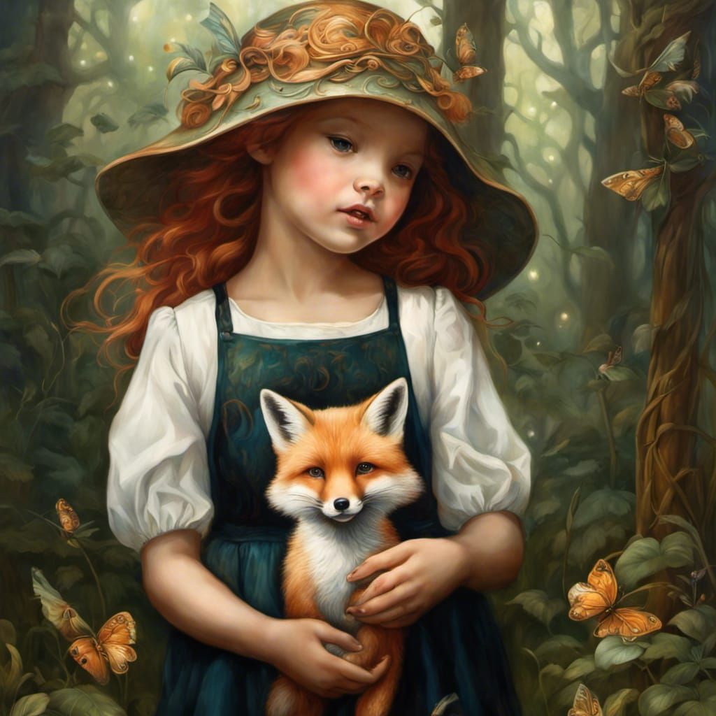 Toddler and Fox Celtic Knot Portrait