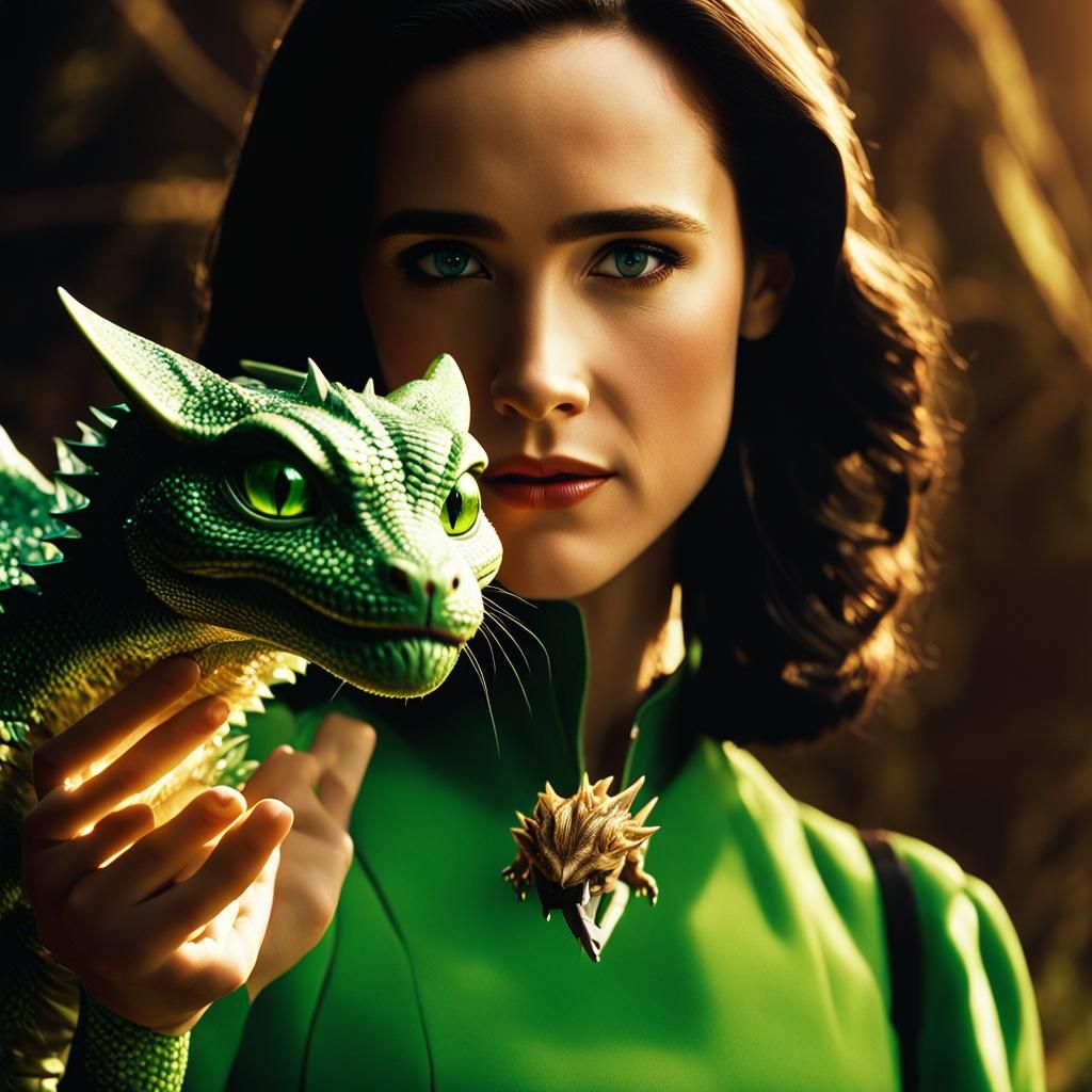 Jennifer Connelly as Kitty Pryde with Dragon