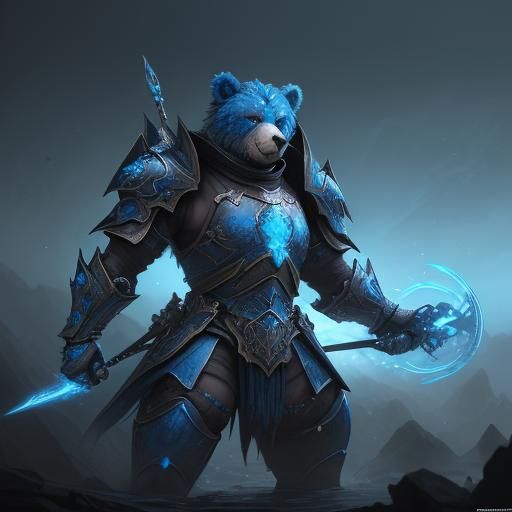 Armored Teddy Bear Warrior in Detailed Digital Painting
