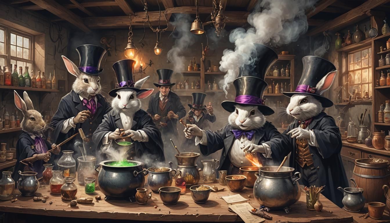 Witches Brew Potions with Rabbit Magician