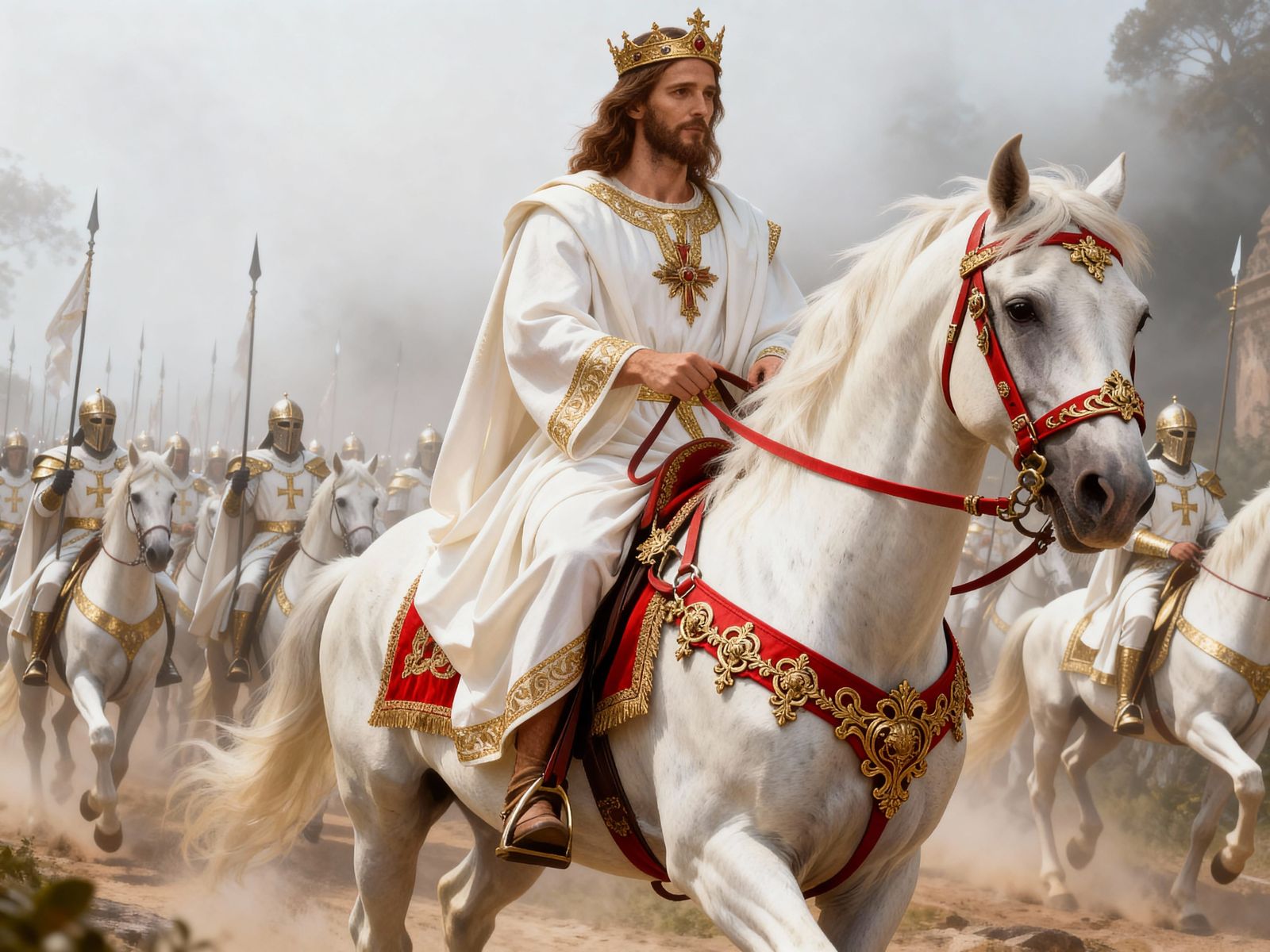 Ornate Gold Horse Bridle with Red Accents