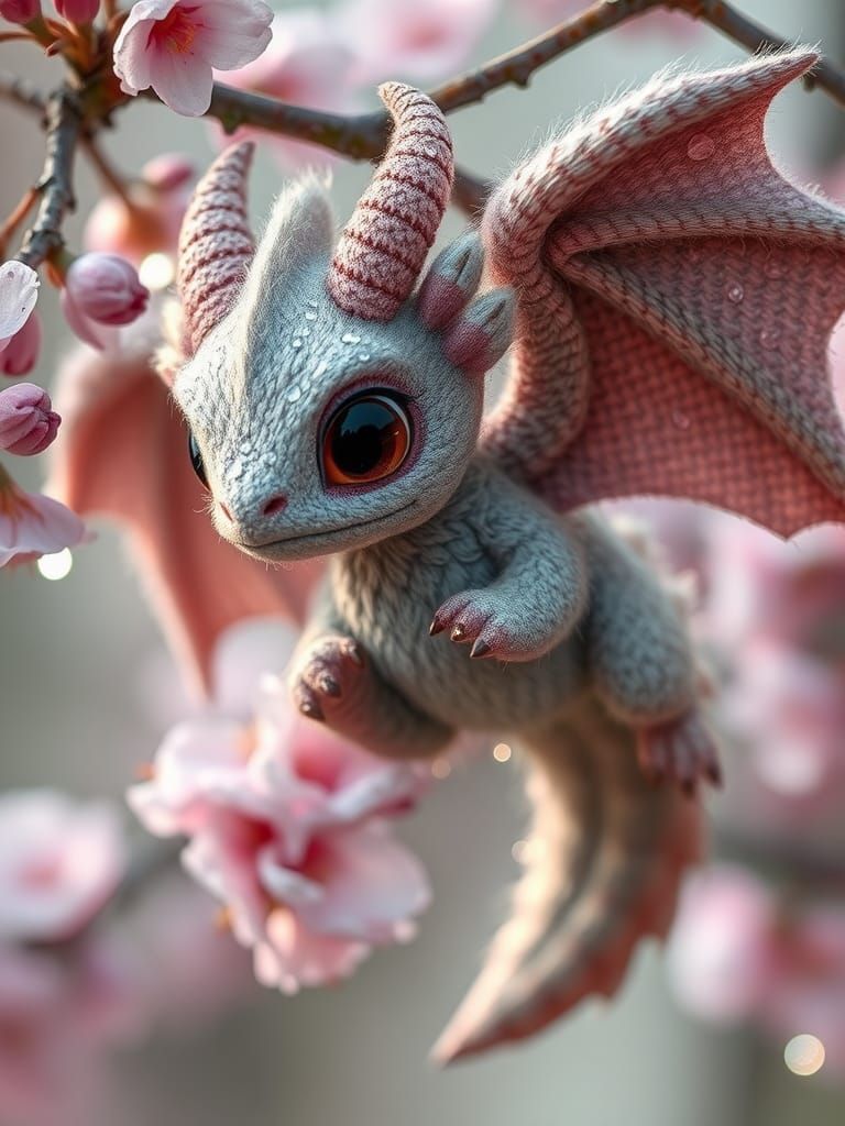Fluffy Wooly Dragon with Dewdrop Wings