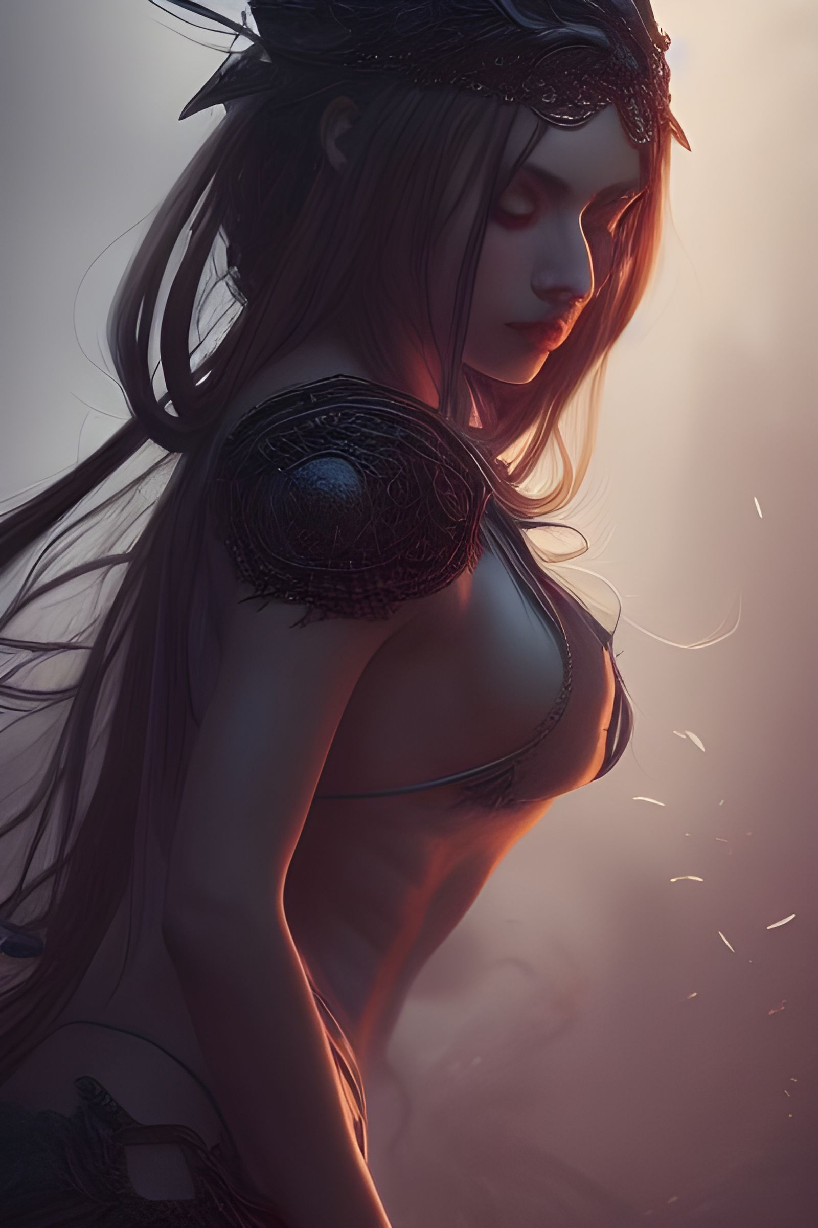 Sinister Goddess Portrait in Digital Art Style