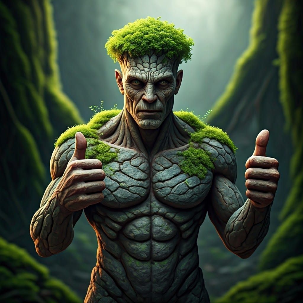 Hyper-Realistic Earth Elemental Raises Two Thumbs in Organic...