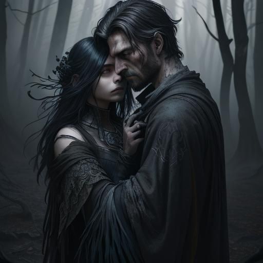 Hauntingly Beautiful Woman in Dark Fantasy Art