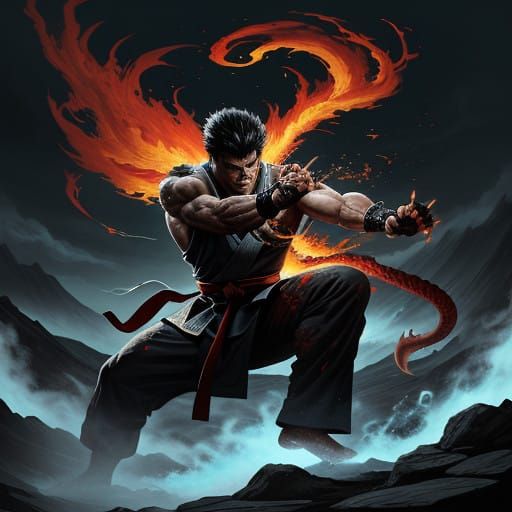 Dragon Fist Unleashed in Fiery Vortex