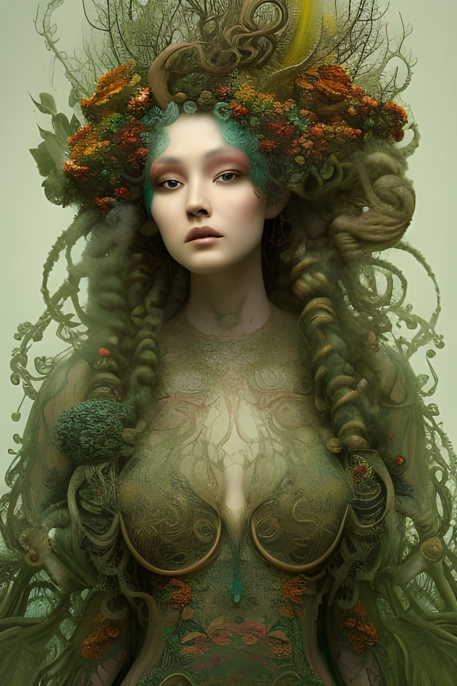 Elaborate Forest Goddess in Hyperdetailed Style