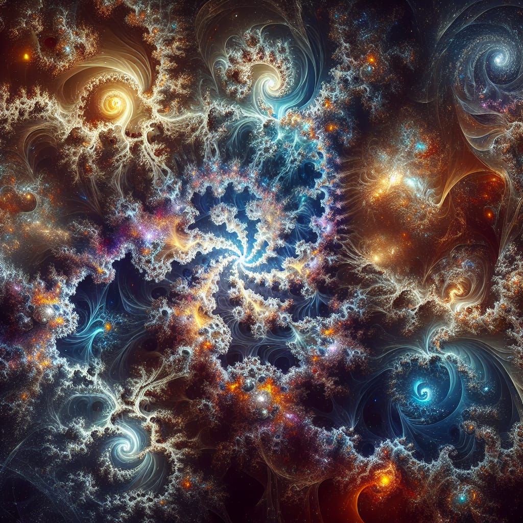 3D Vector Fractal Image of Deep Space Diffusion