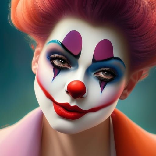 Cute Clown Portrait in Art Nouveau Style