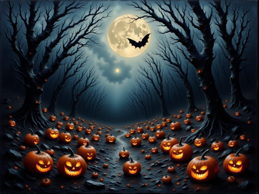 Ghostly Pumpkin Parade in Dark, Moody Style