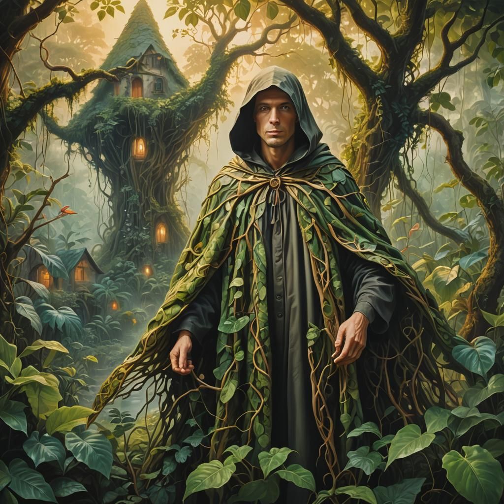 Brontiotrep in Jungle Village, Photorealistic Surrealism