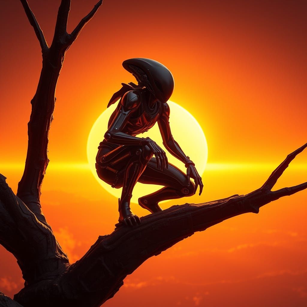 An alien in a futuristic suit.