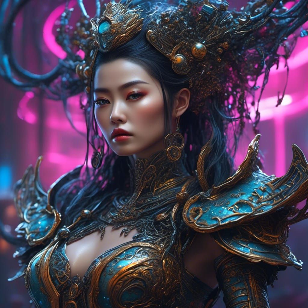 Detailed Female Ninja with Asian Android Elements