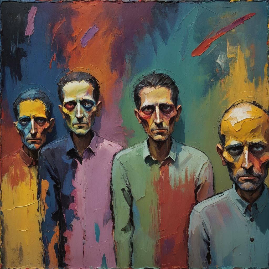 Abstract Expressionist Painting of Three Men