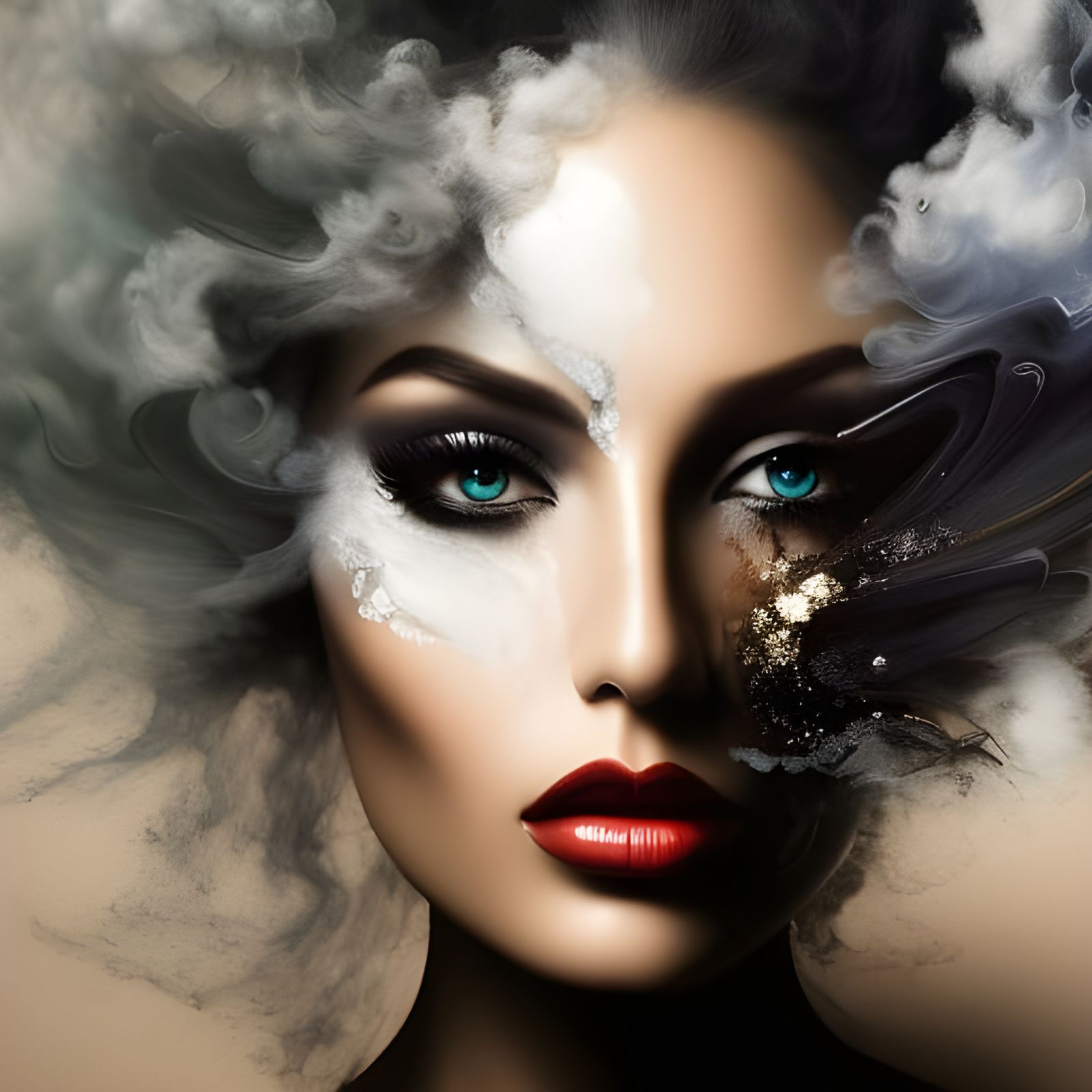 Ethereal Smoke Woman Portrait in Neo-Impressionism Style