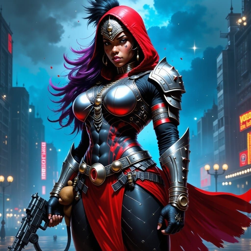 Steampunk Heroine in Brooklyn, Digital Art