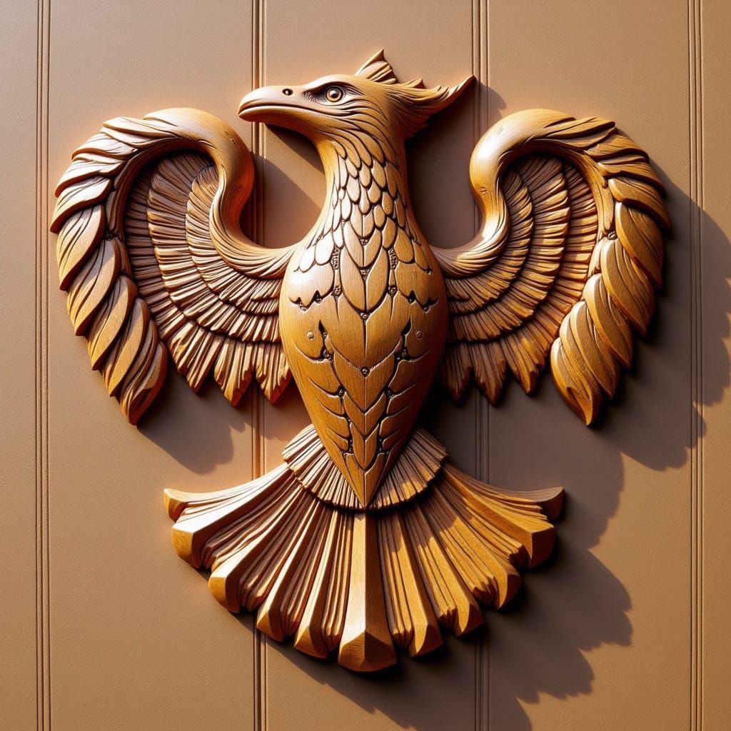 Ancient Thunderbird Talisman in Wooden Art