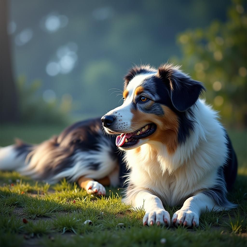 Australian Shepherd in Serene Landscape