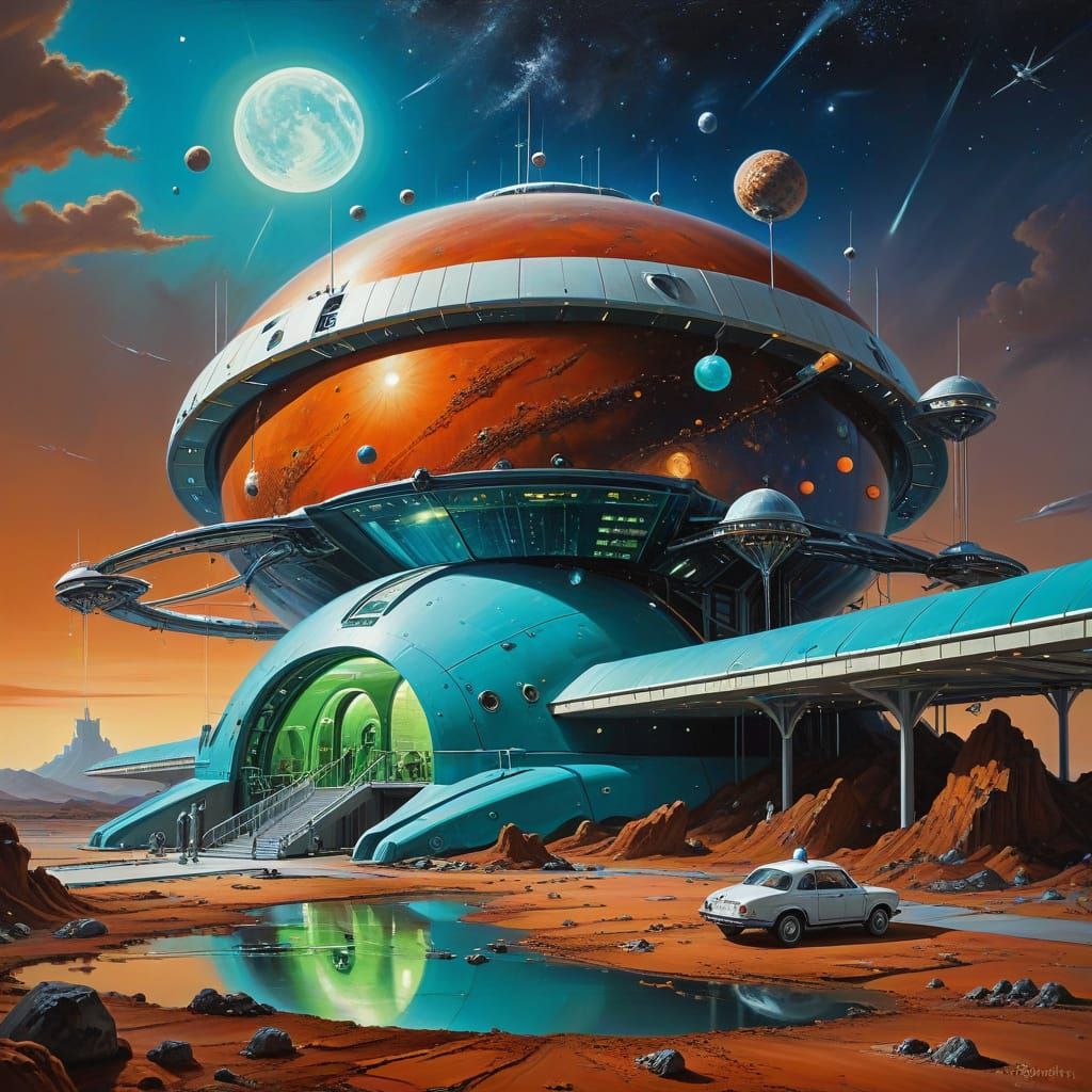 Opulent Alien Space Hotel in Surrealist Style