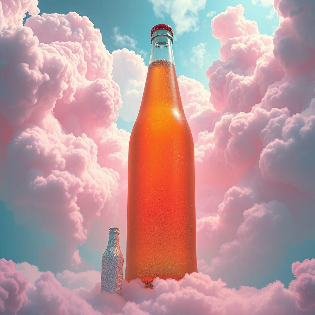 Whimsical Soft Drink Bottle in Iridescent Socks Amidst Cotto...