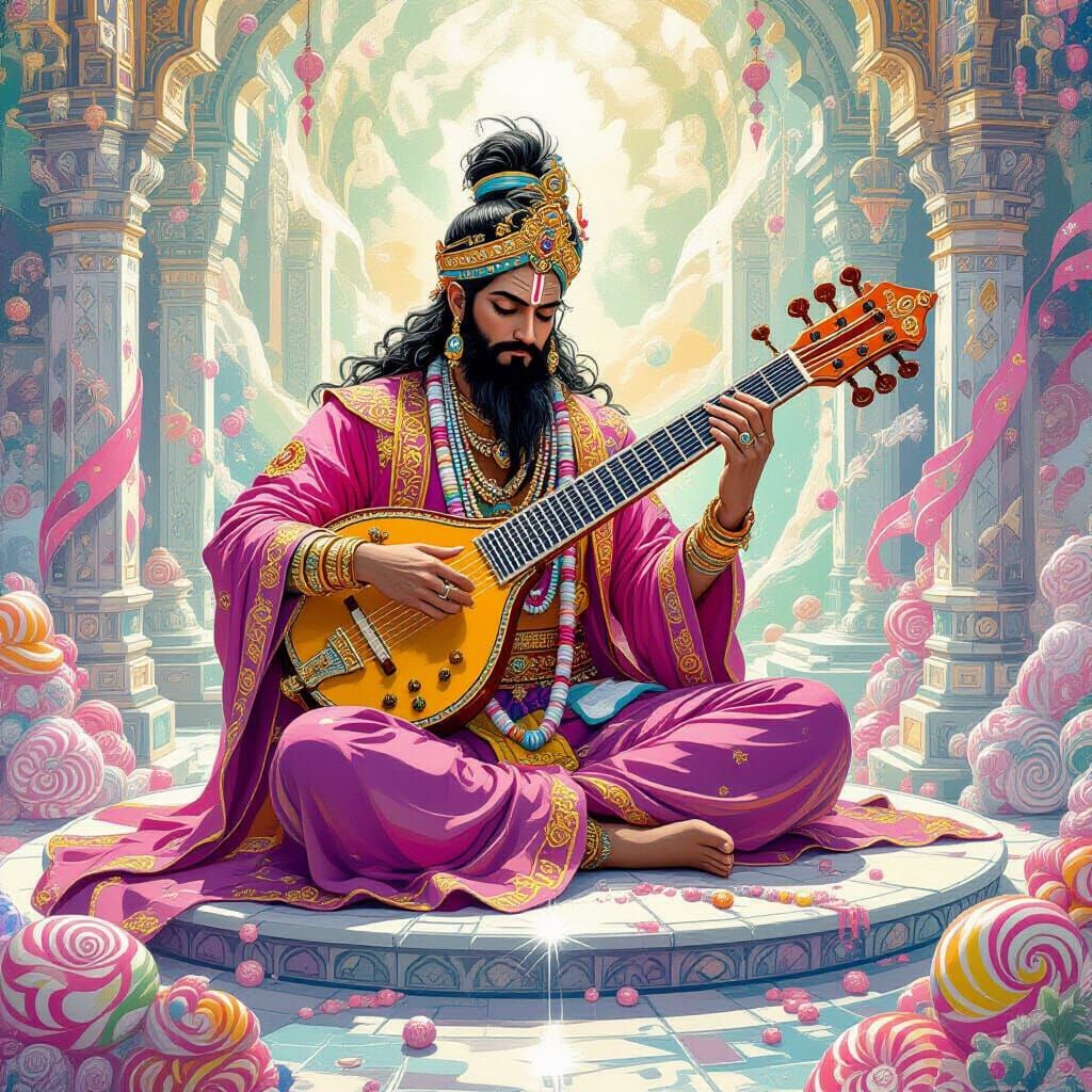 Guru Plays Sitar in Candyland Wonderland