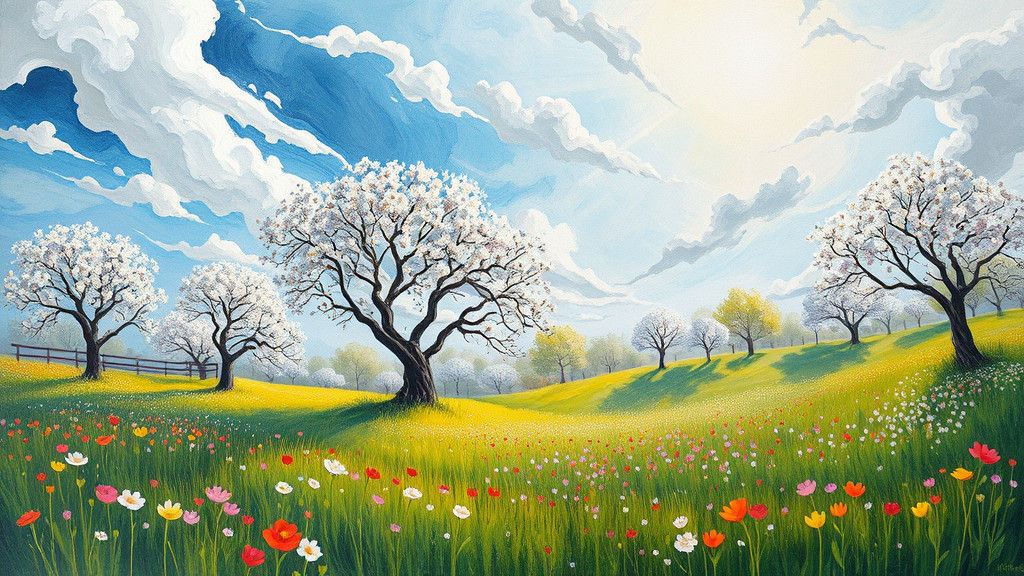 Summer Meadow: An Impressionist Gouache Watercolor Landscape