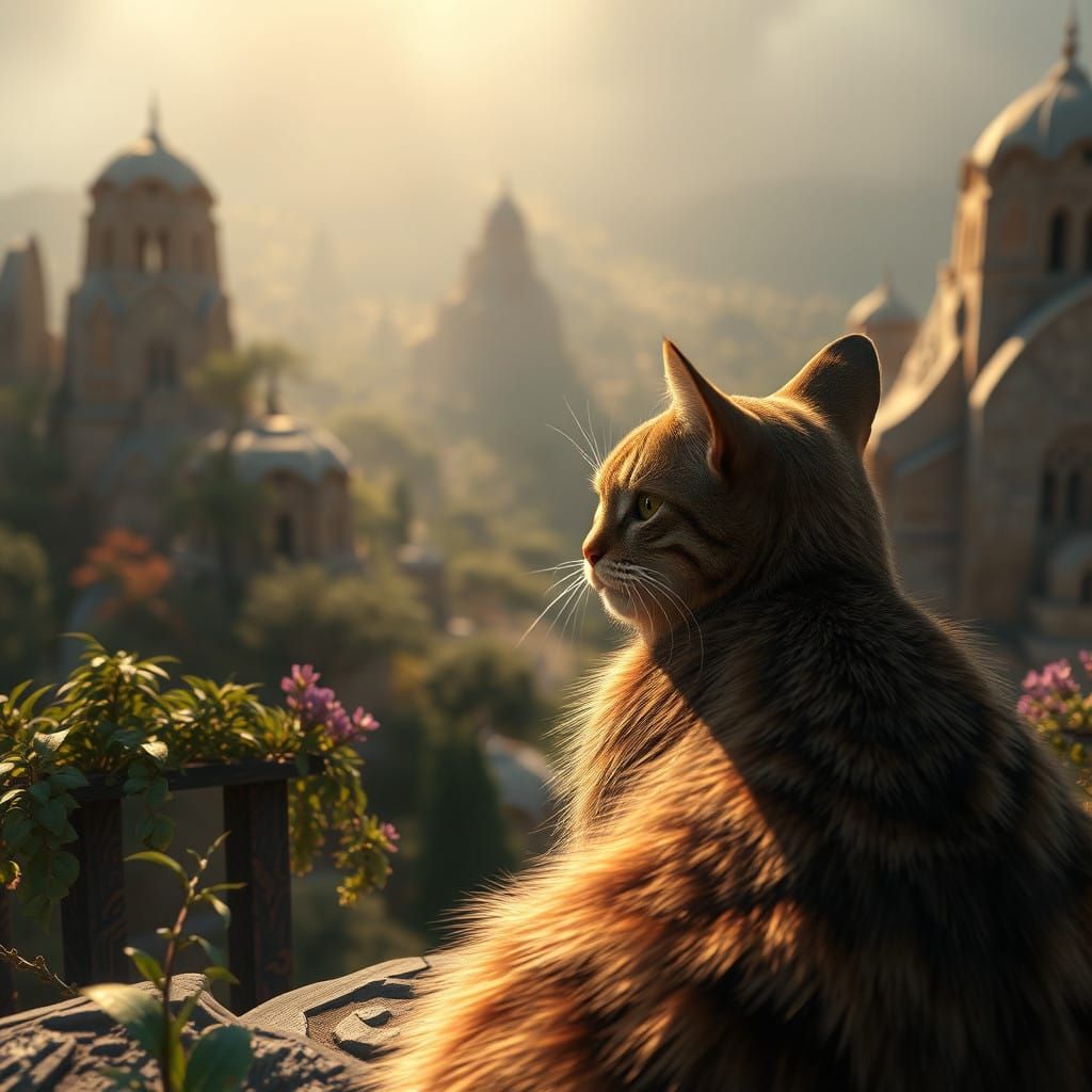 Epic Cat in Breathtaking 3D Cinematic Landscape